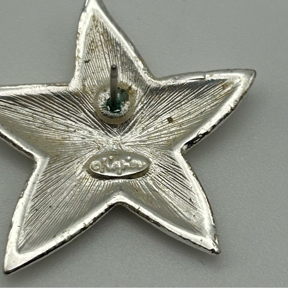Vintage Napier Silver Tone Large Statement Star Stud Pierced Earrings - Picture 3 of 9